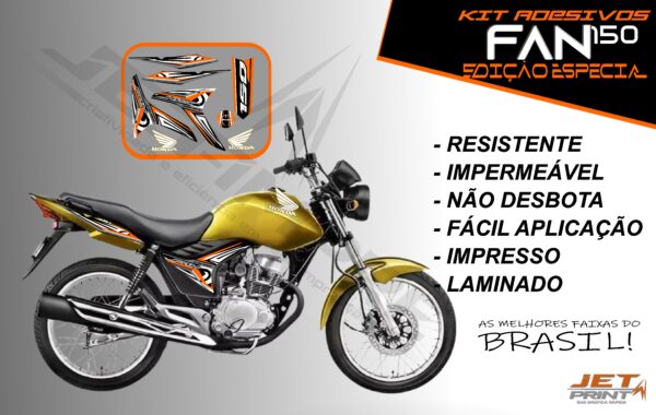 kit adesivo fan 150 2012 à 2013-modelo original(moto amarela) - Imagem 14