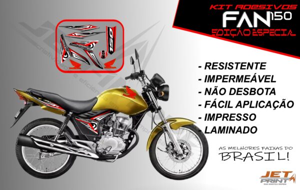 kit adesivo fan 150 2012 à 2013-modelo original(moto amarela) - Imagem 19