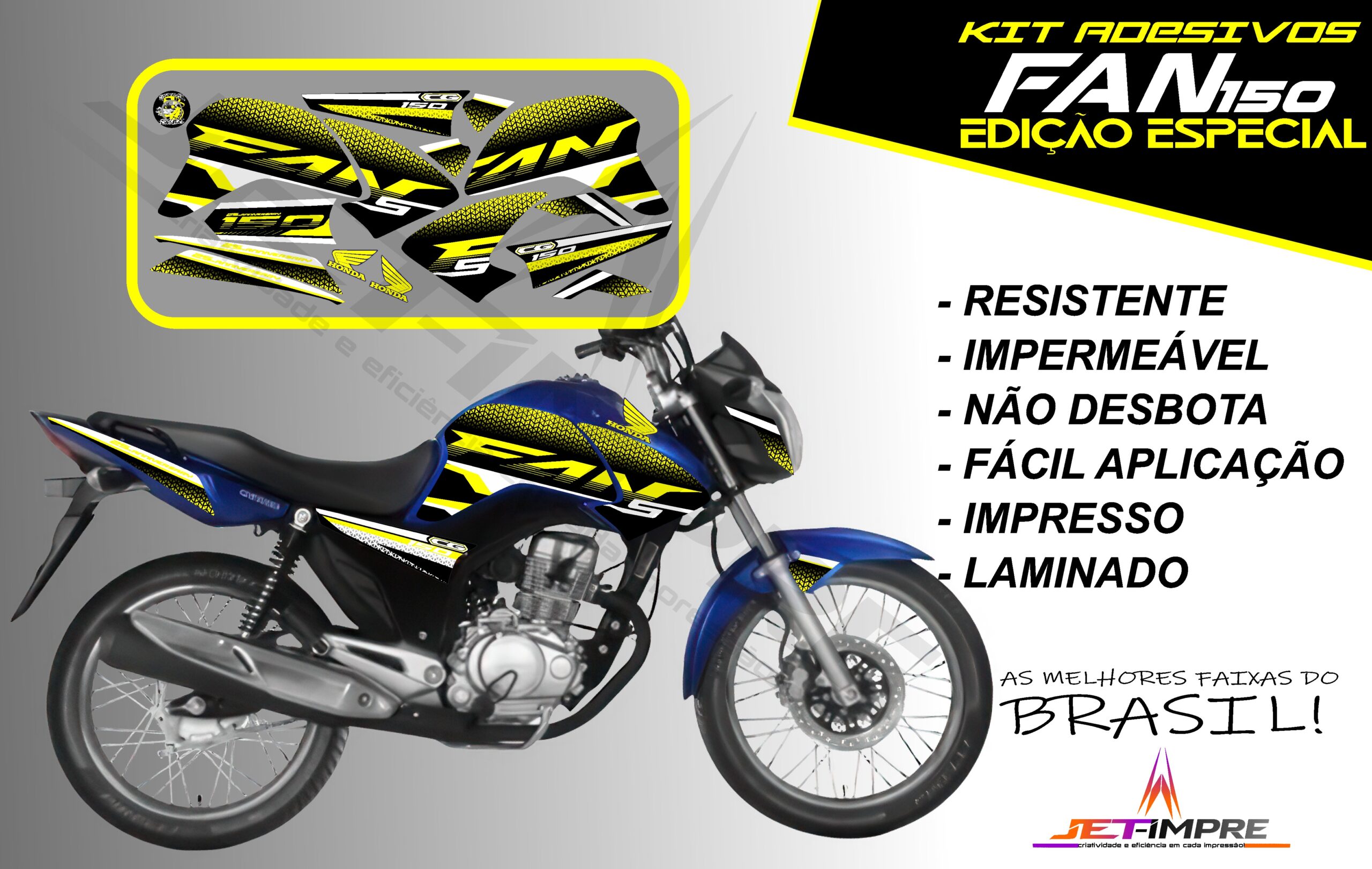 kit adesivo fan 150 2014-edição especial (moto azul) - Imagem 2