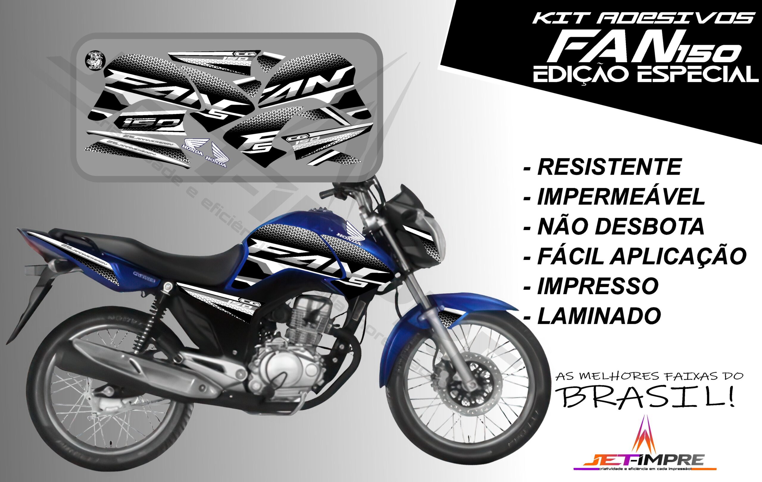 kit adesivo fan 150 2014-edição especial (moto azul) - Imagem 4