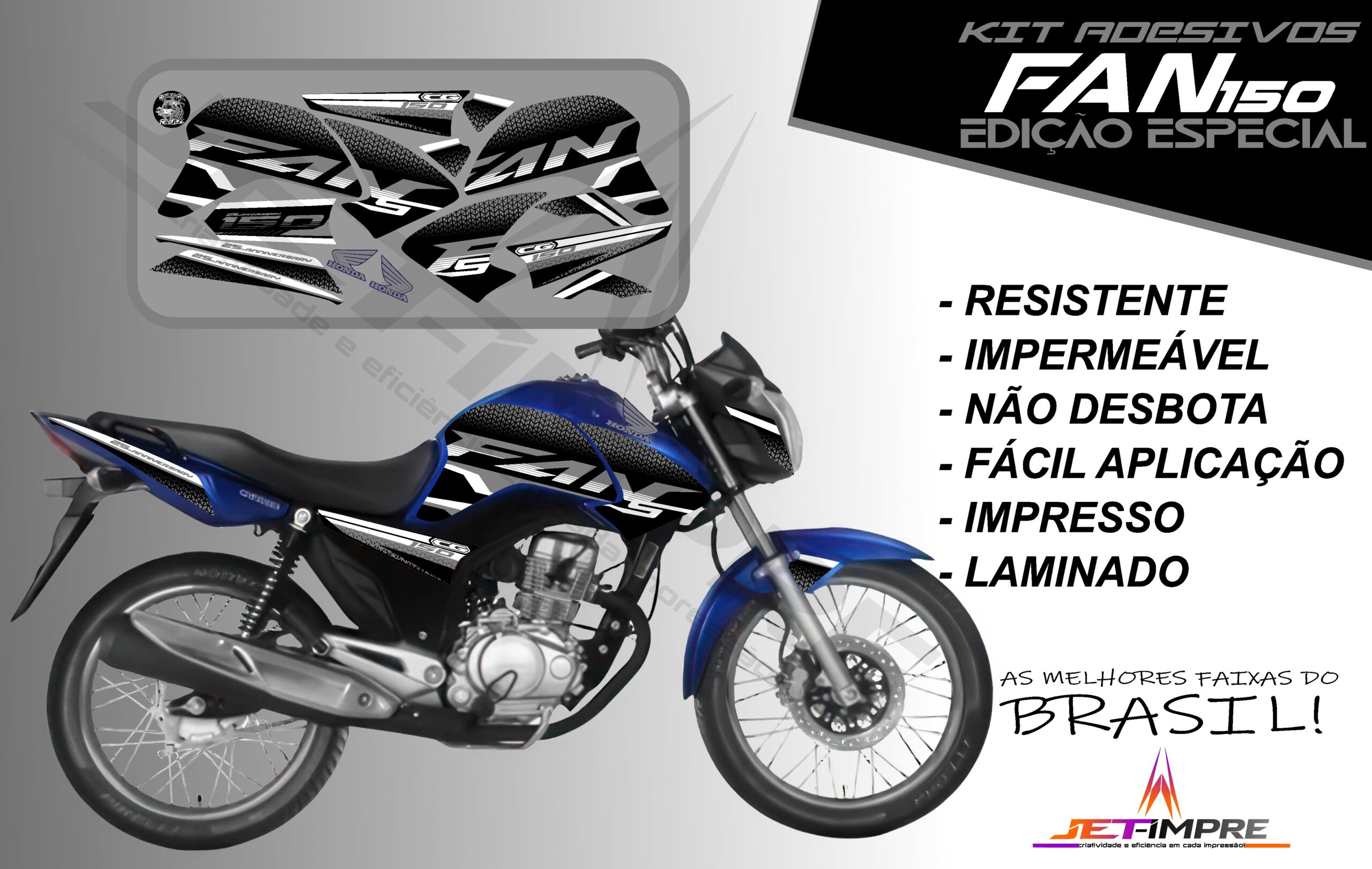 kit adesivo fan 150 2014-edição especial (moto azul) - Imagem 7