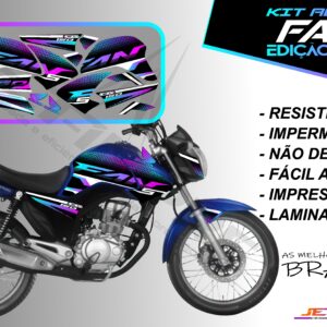 kit adesivo fan 150 2014-edição especial (moto azul)