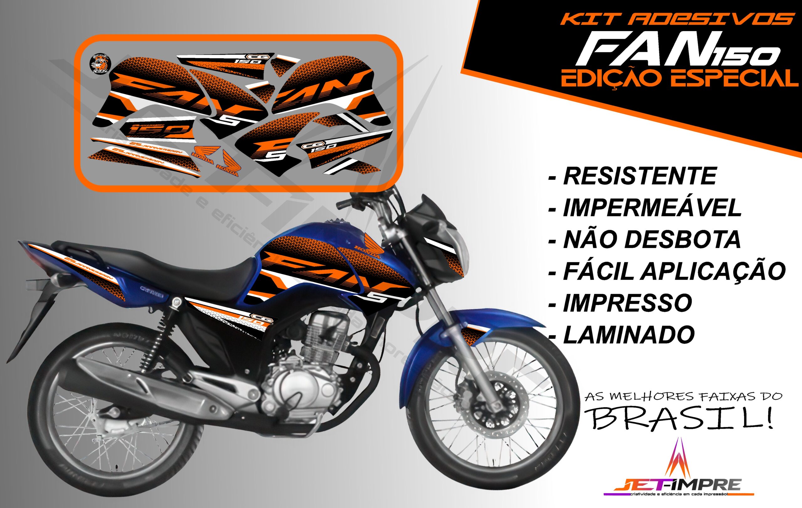 kit adesivo fan 150 2014-edição especial (moto azul) - Imagem 10