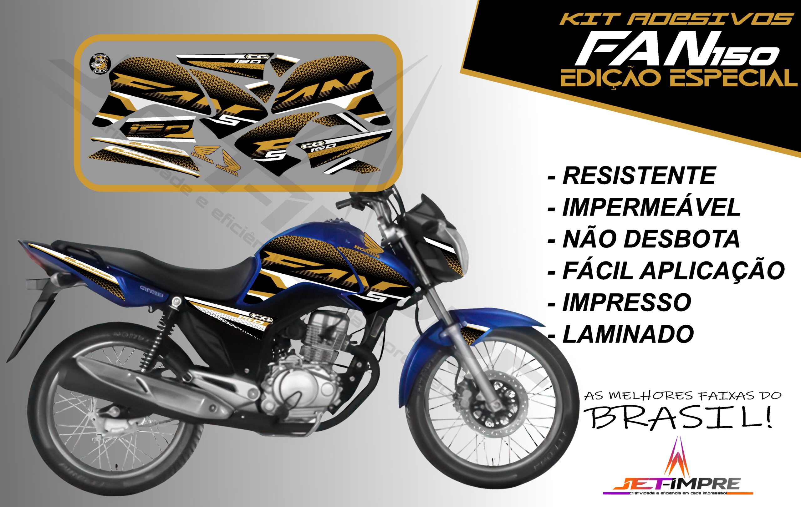 kit adesivo fan 150 2014-edição especial (moto azul) - Imagem 12