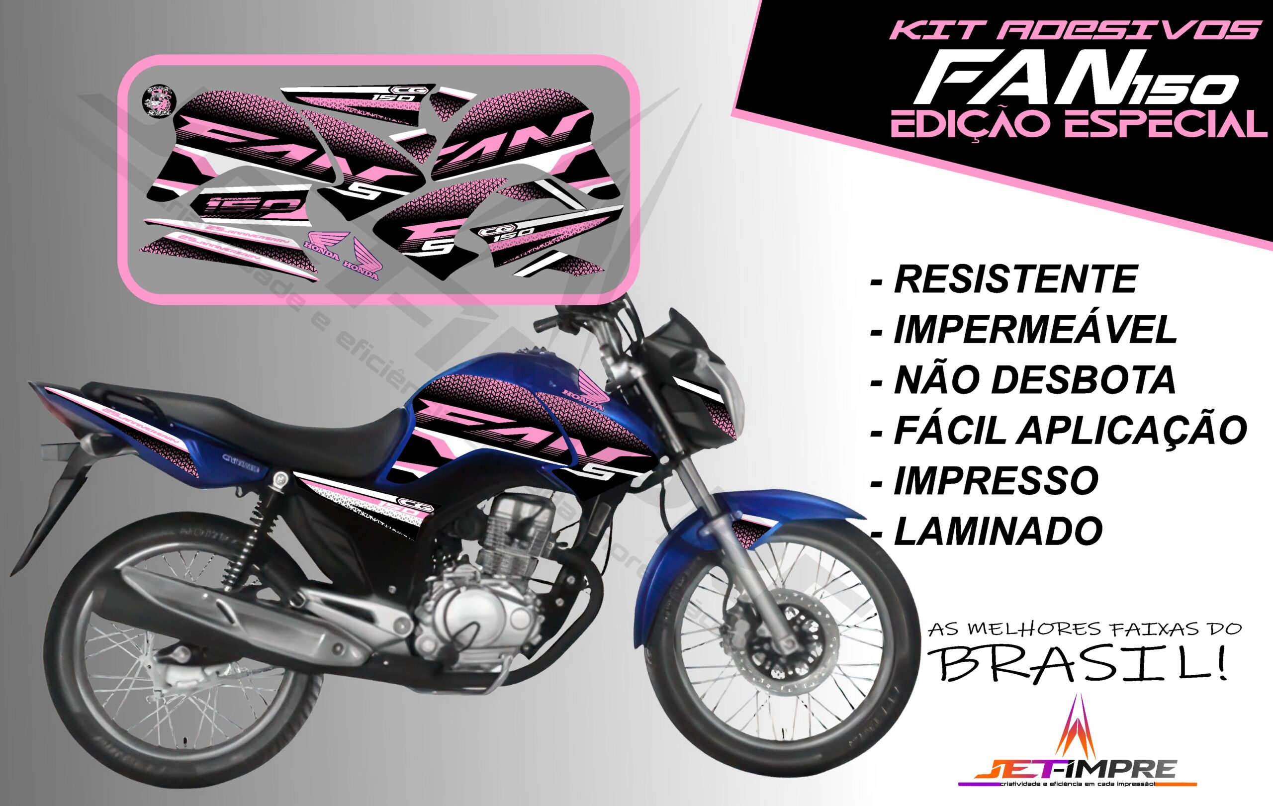 kit adesivo fan 150 2014-edição especial (moto azul) - Imagem 13