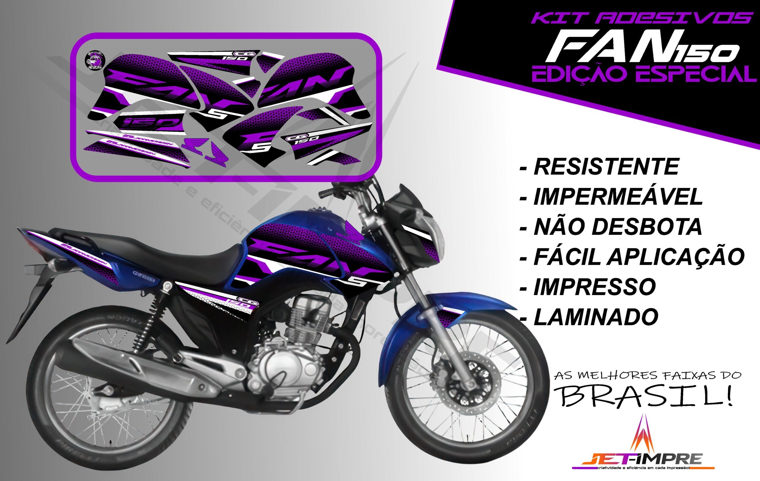 kit adesivo fan 150 2014-edição especial (moto azul) - Imagem 14