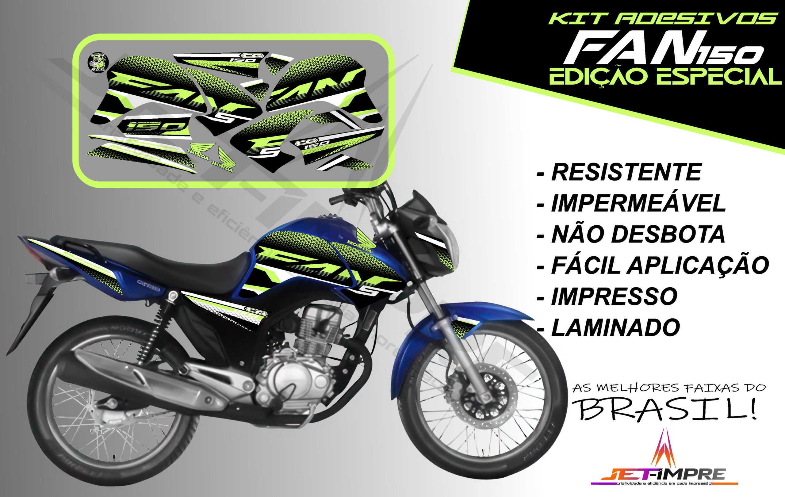 kit adesivo fan 150 2014-edição especial (moto azul) - Imagem 16
