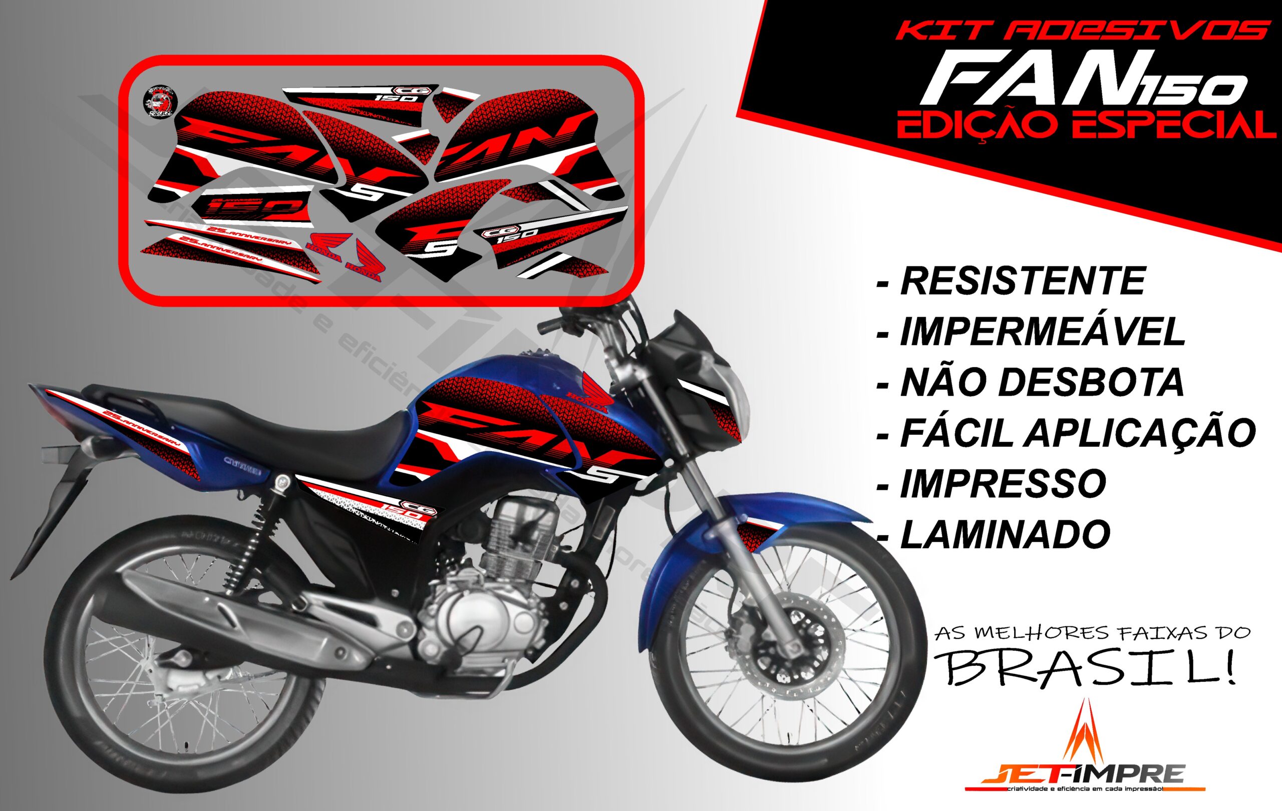 kit adesivo fan 150 2014-edição especial (moto azul) - Imagem 18