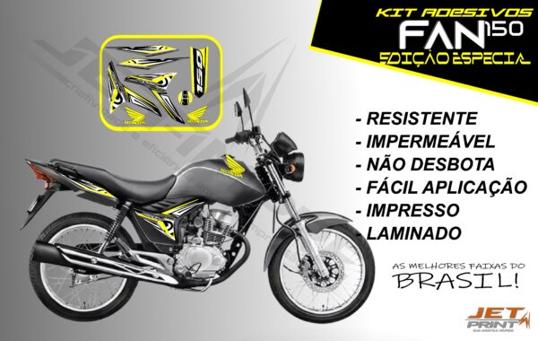kit adesivo fan 150 2012 à 2013-modelo original(moto prata) - Imagem 2