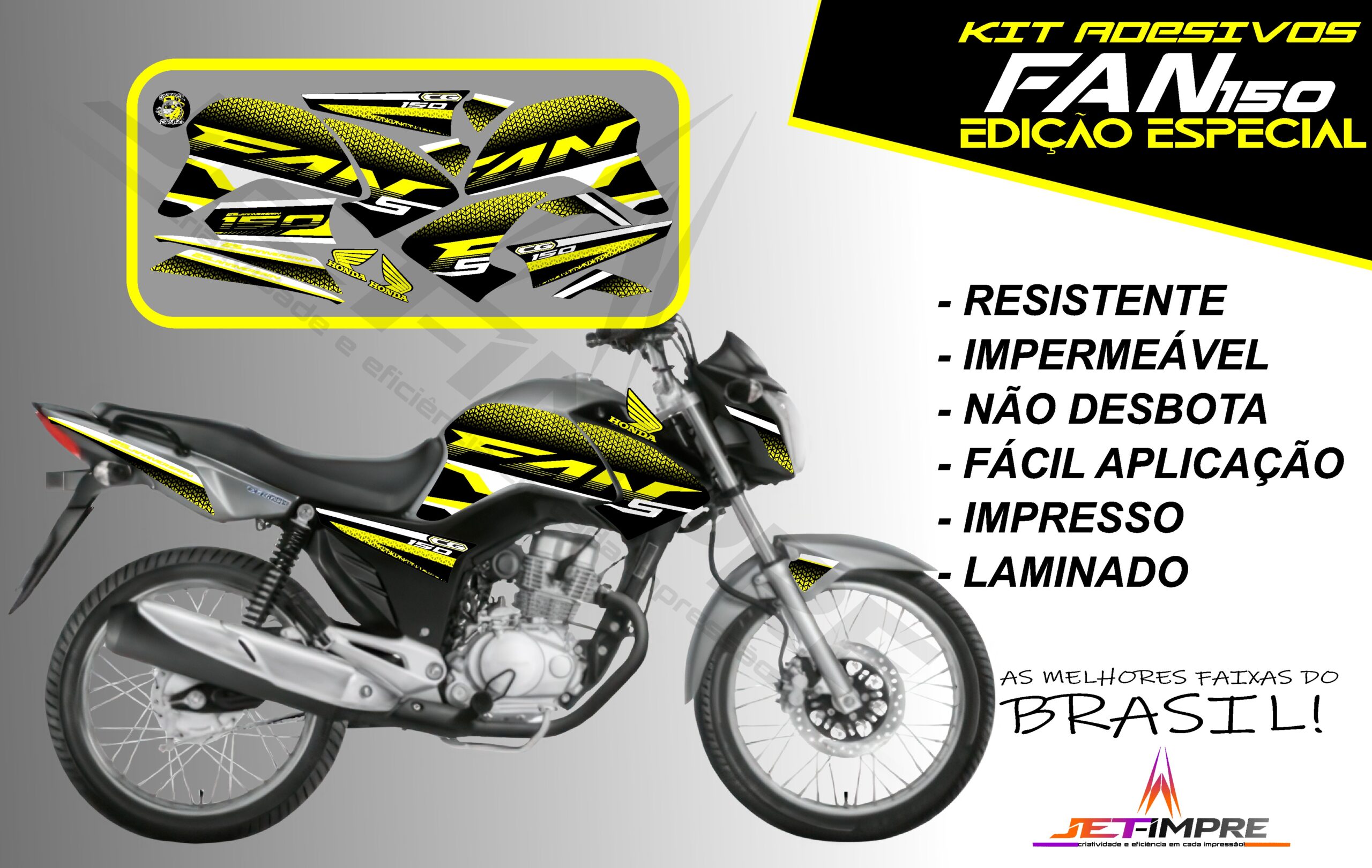 kit adesivo fan 150 2014-edição especial (moto prata) - Imagem 2