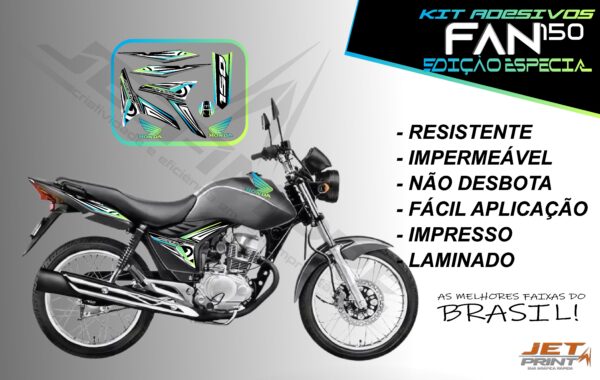 kit adesivo fan 150 2012 à 2013-modelo original(moto prata) - Imagem 3