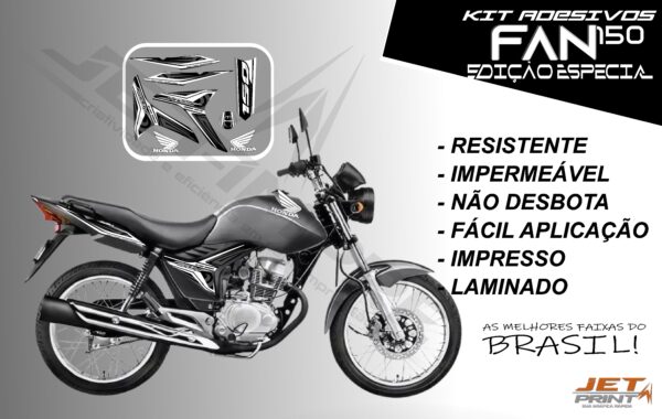 kit adesivo fan 150 2012 à 2013-modelo original(moto prata) - Imagem 5
