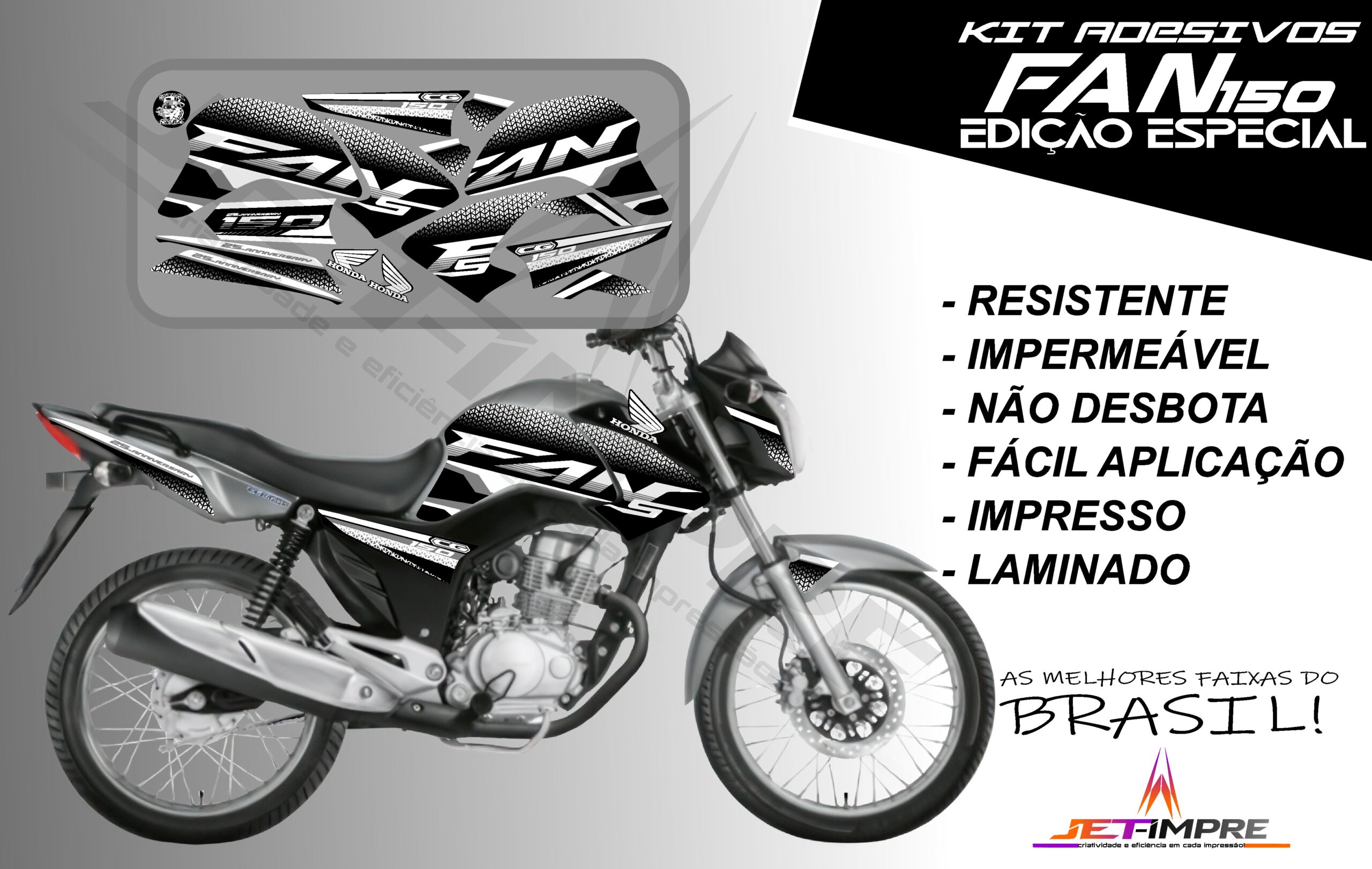 kit adesivo fan 150 2014-edição especial (moto prata) - Imagem 4