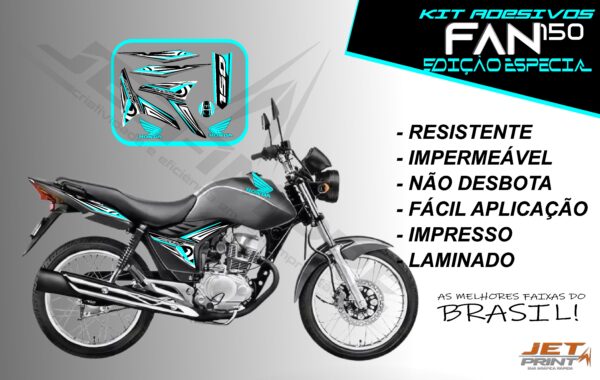 kit adesivo fan 150 2012 à 2013-modelo original(moto prata) - Imagem 6