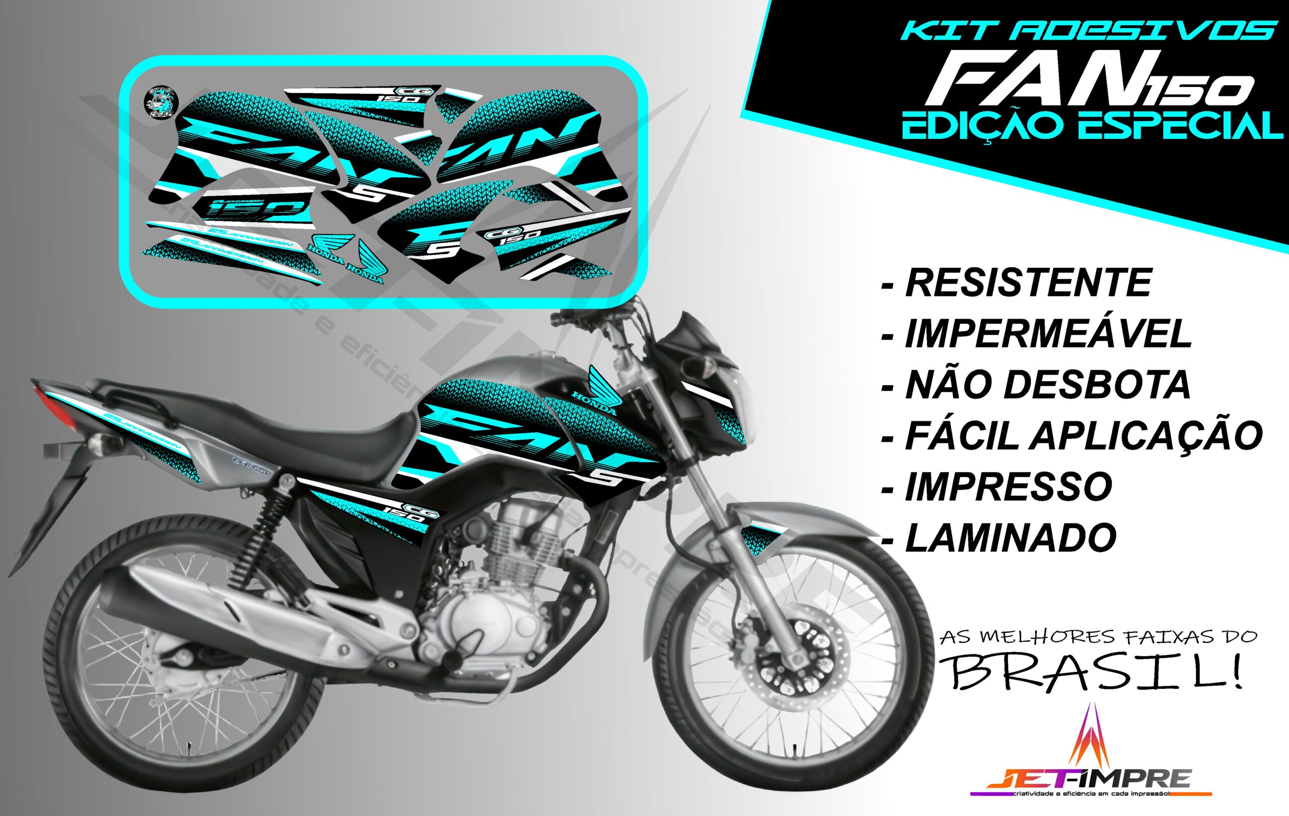 kit adesivo fan 150 2014-edição especial (moto prata) - Imagem 5