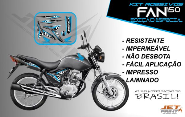 kit adesivo fan 150 2012 à 2013-modelo original(moto prata) - Imagem 7