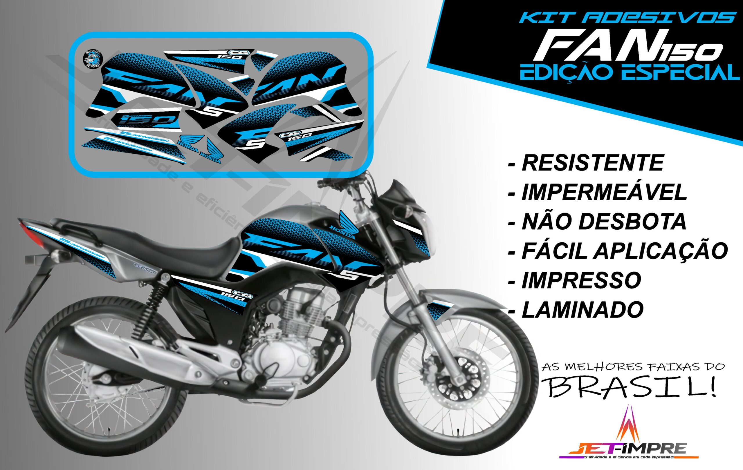 kit adesivo fan 150 2014-edição especial (moto prata) - Imagem 6