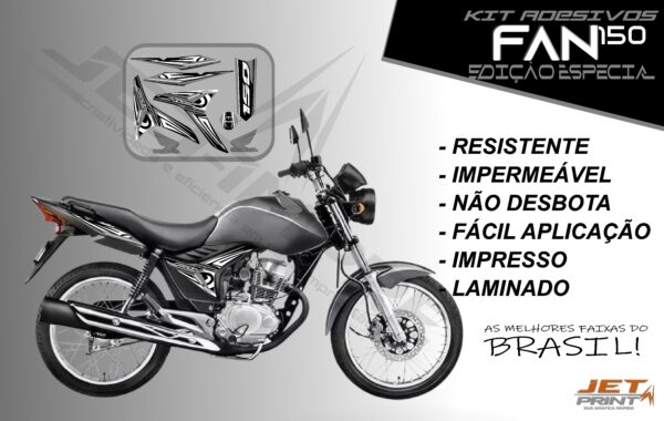 kit adesivo fan 150 2012 à 2013-modelo original(moto prata) - Imagem 8