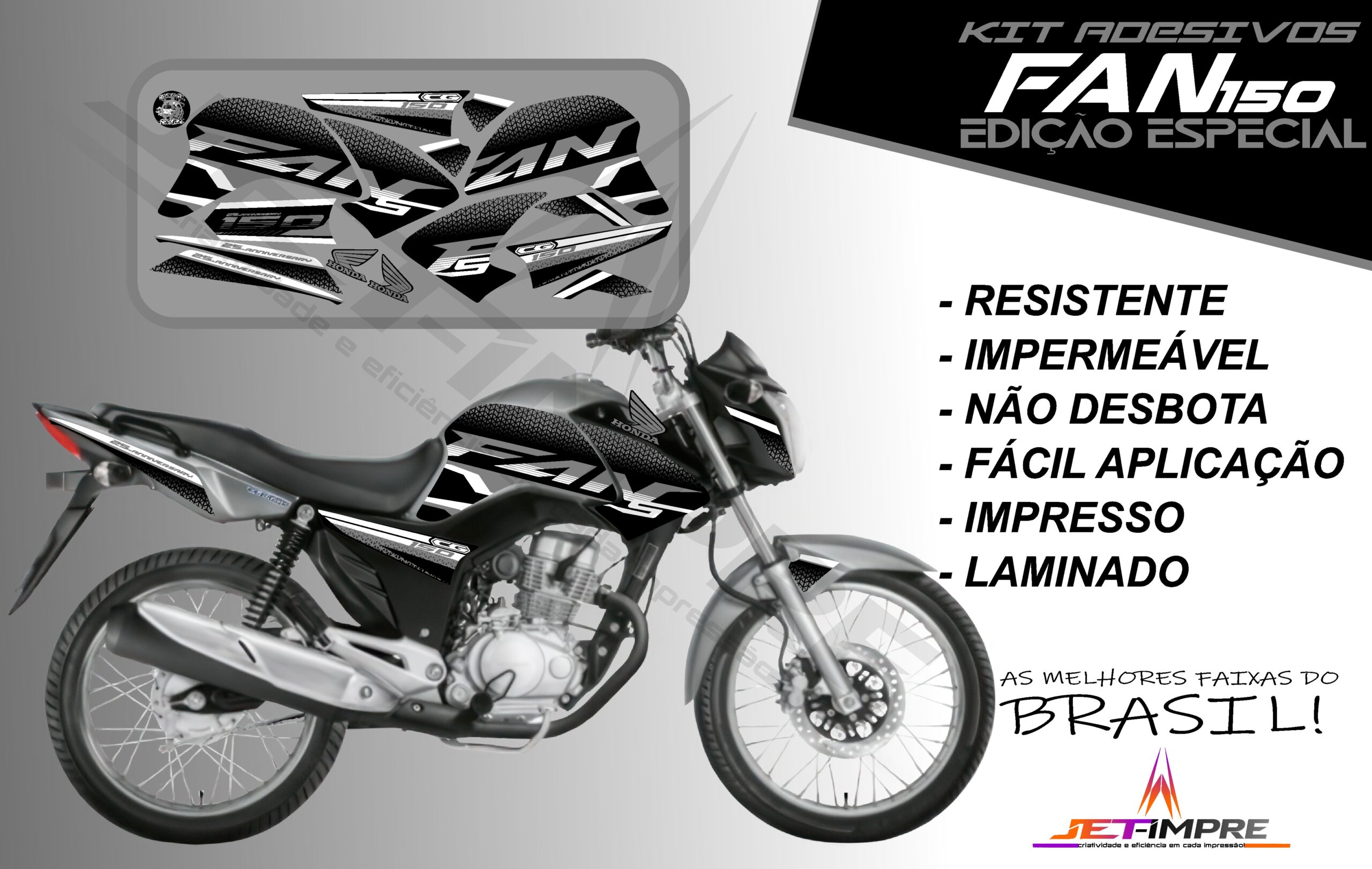 kit adesivo fan 150 2014-edição especial (moto prata) - Imagem 7