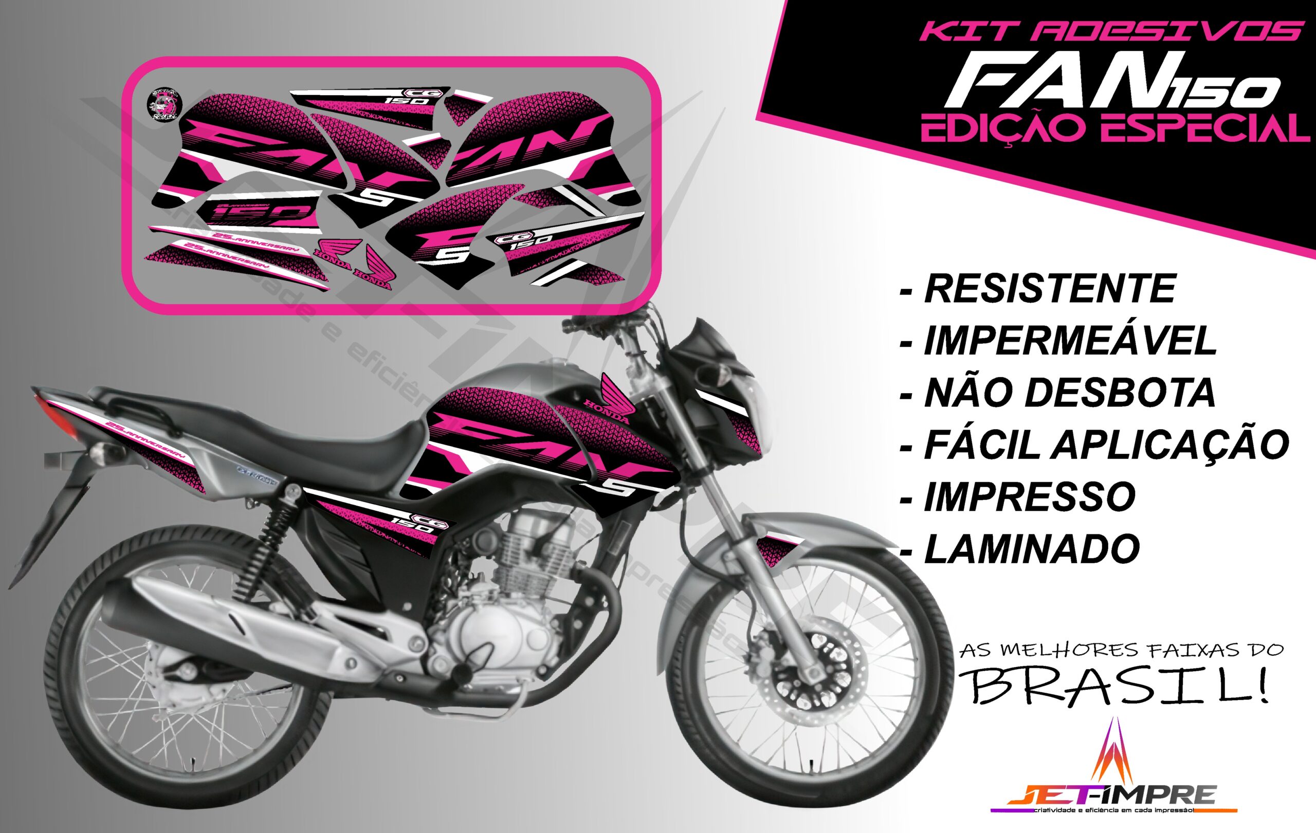 kit adesivo fan 150 2014-edição especial (moto prata) - Imagem 11