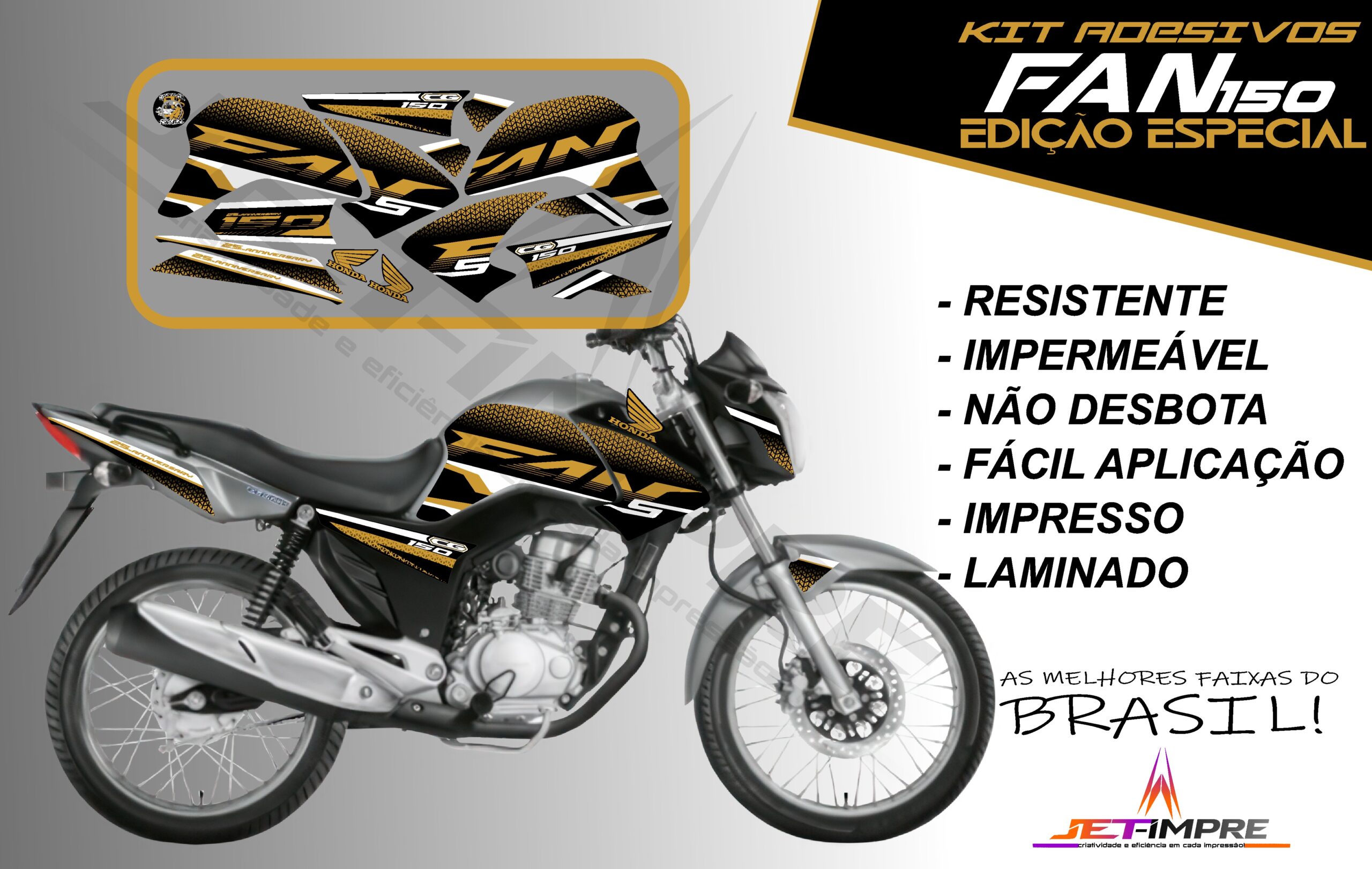 kit adesivo fan 150 2014-edição especial (moto prata) - Imagem 12