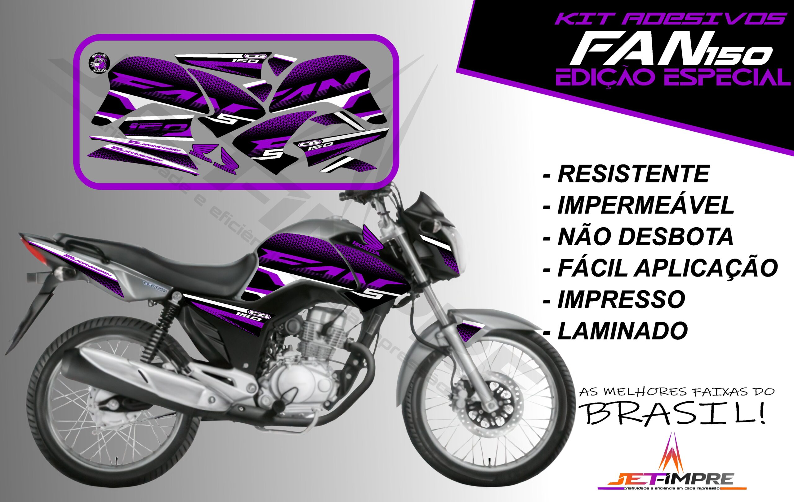 kit adesivo fan 150 2014-edição especial (moto prata) - Imagem 14