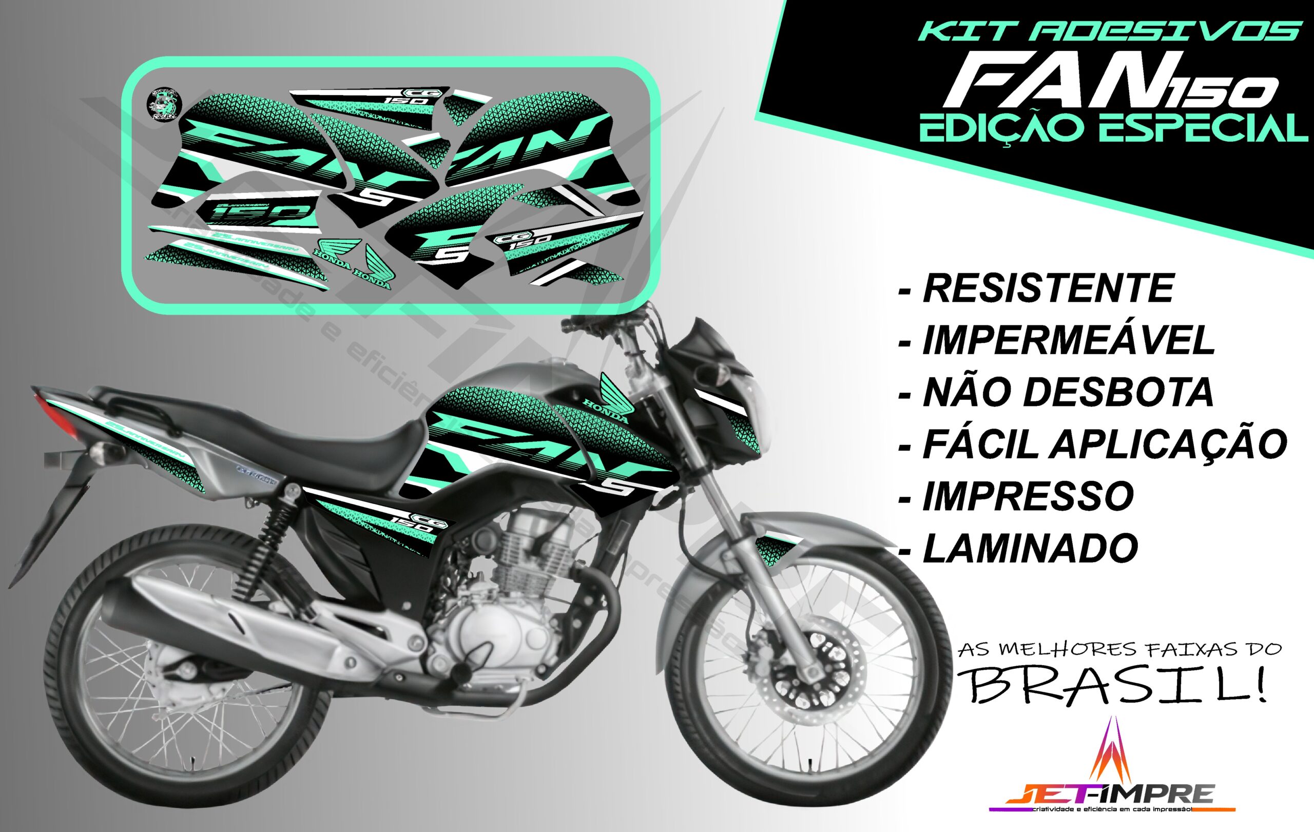 kit adesivo fan 150 2014-edição especial (moto prata) - Imagem 15