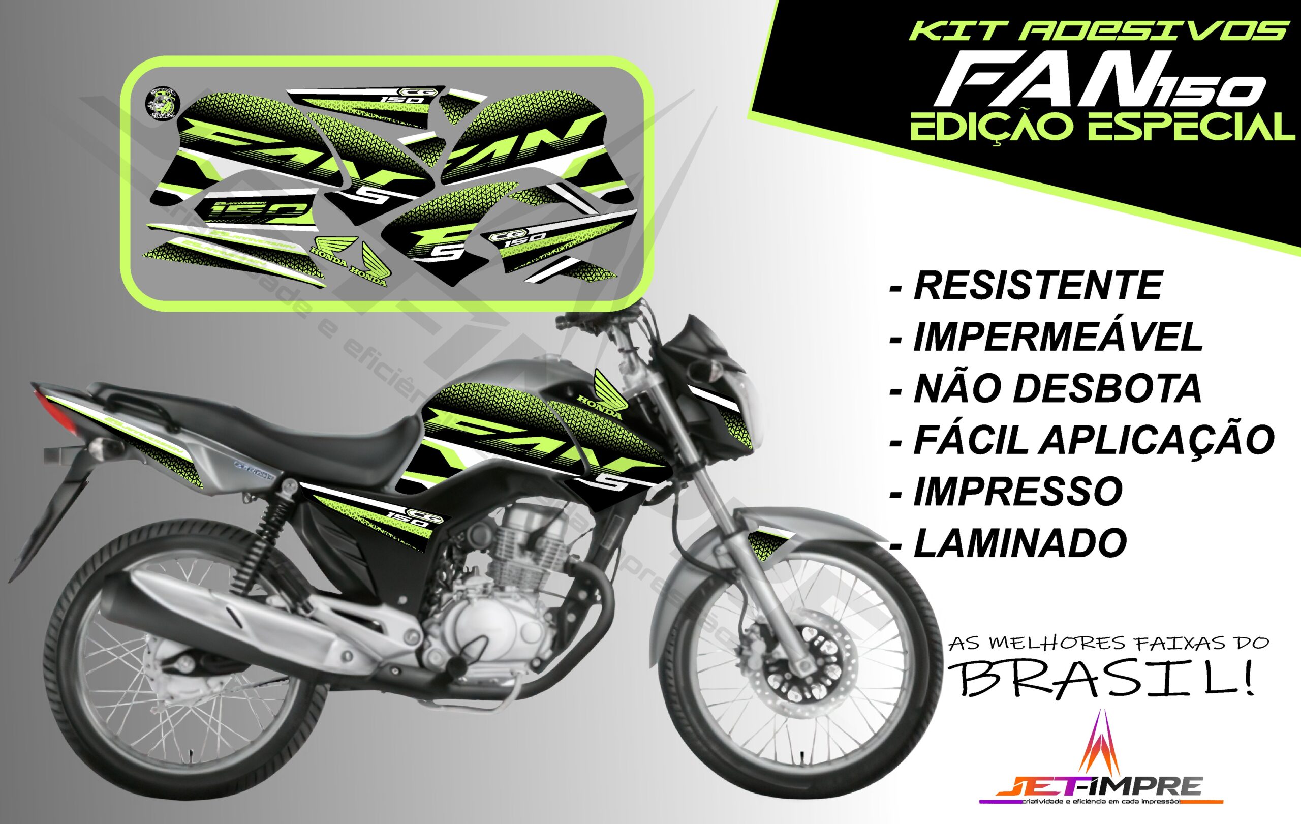 kit adesivo fan 150 2014-edição especial (moto prata) - Imagem 16