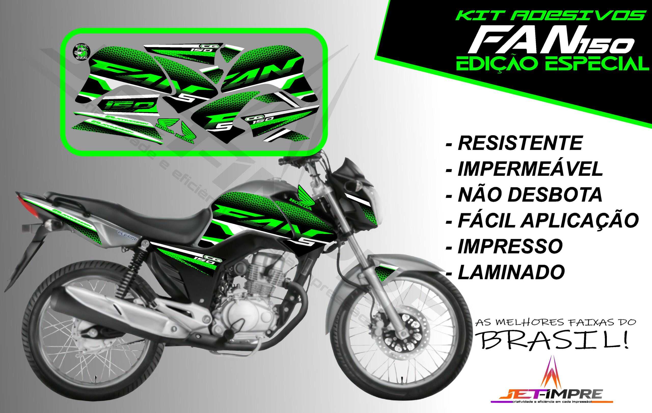 kit adesivo fan 150 2014-edição especial (moto prata) - Imagem 17