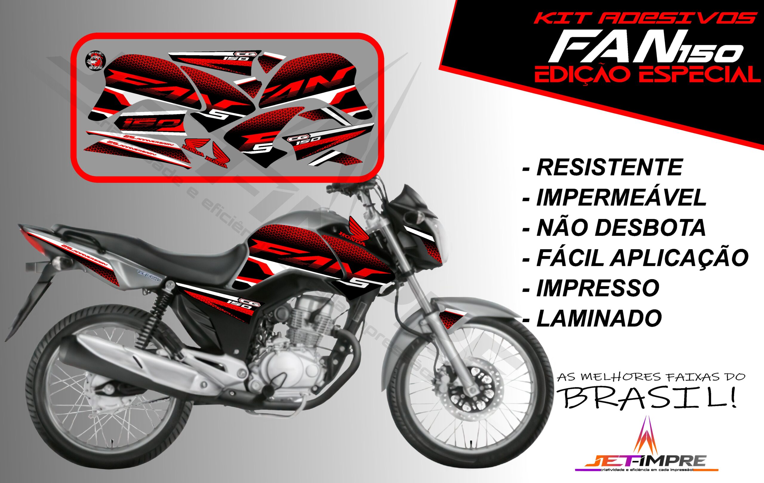 kit adesivo fan 150 2014-edição especial (moto prata) - Imagem 18