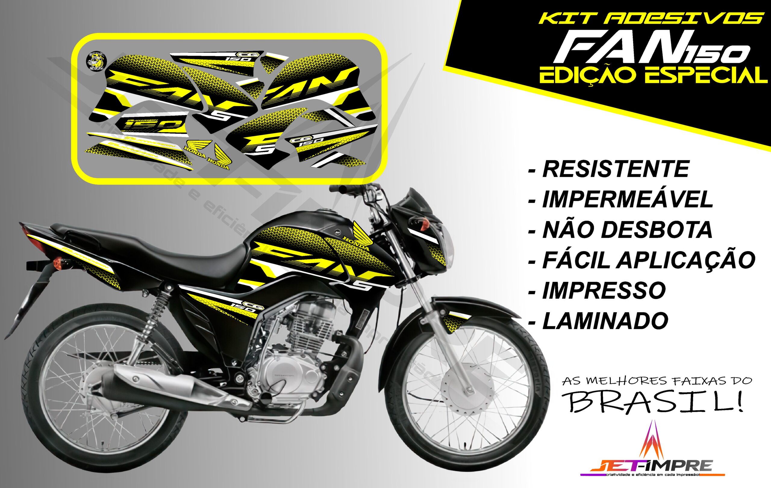 kit adesivos fan 150-edição especial (moto preta) - Imagem 2