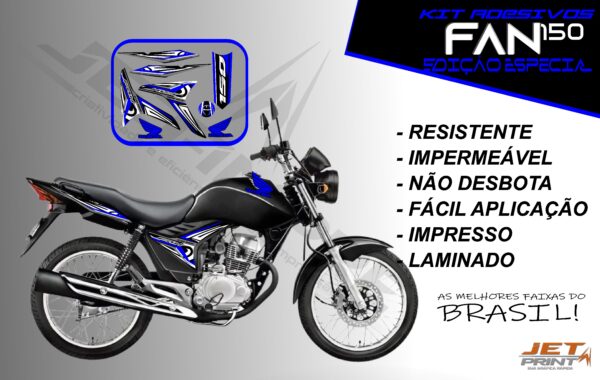 kit adesivo fan 150 2012 à 2013-modelo original(moto preta) - Imagem 3