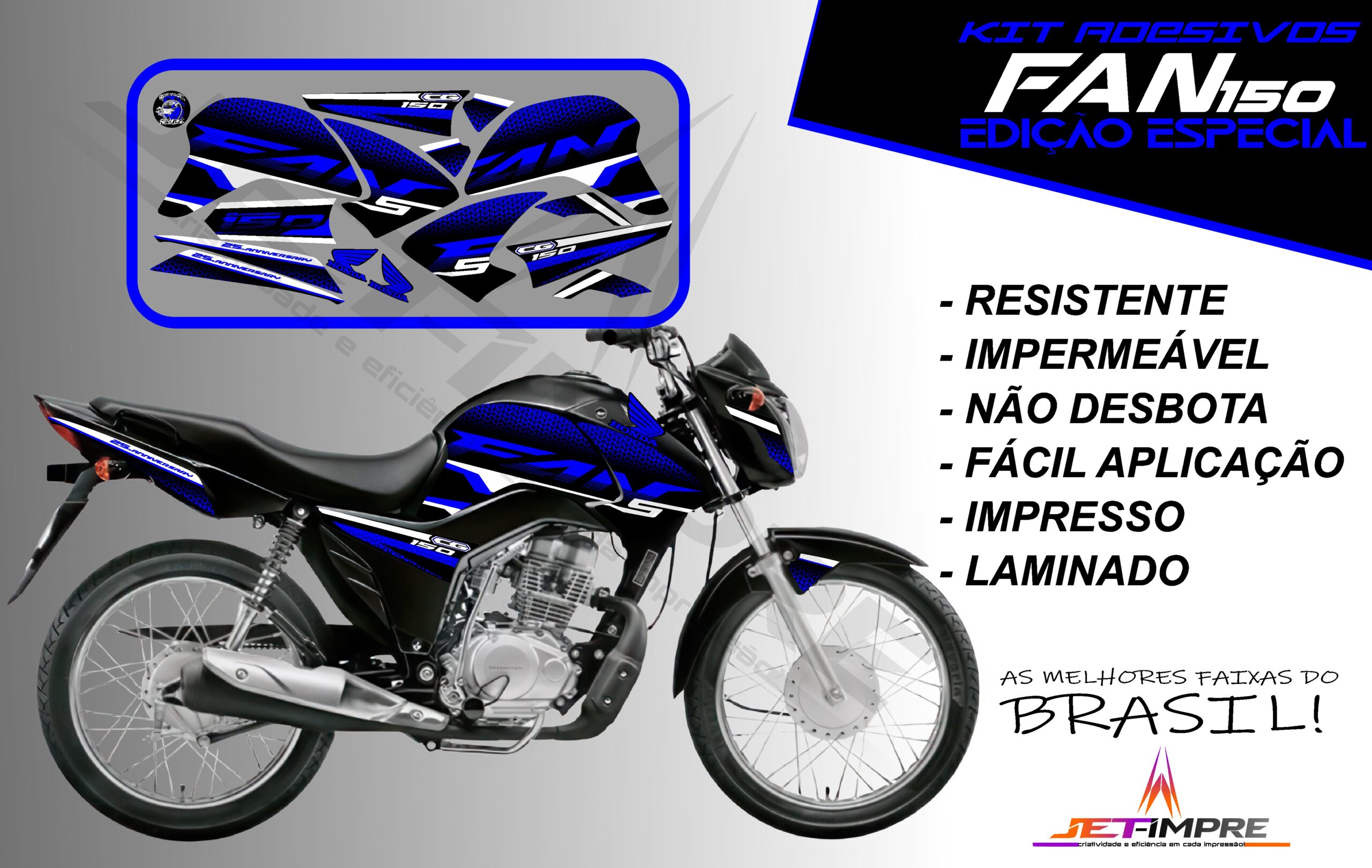kit adesivos fan 150-edição especial (moto preta) - Imagem 3