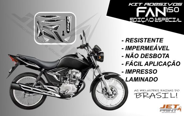 kit adesivo fan 150 2012 à 2013-modelo original(moto preta) - Imagem 4