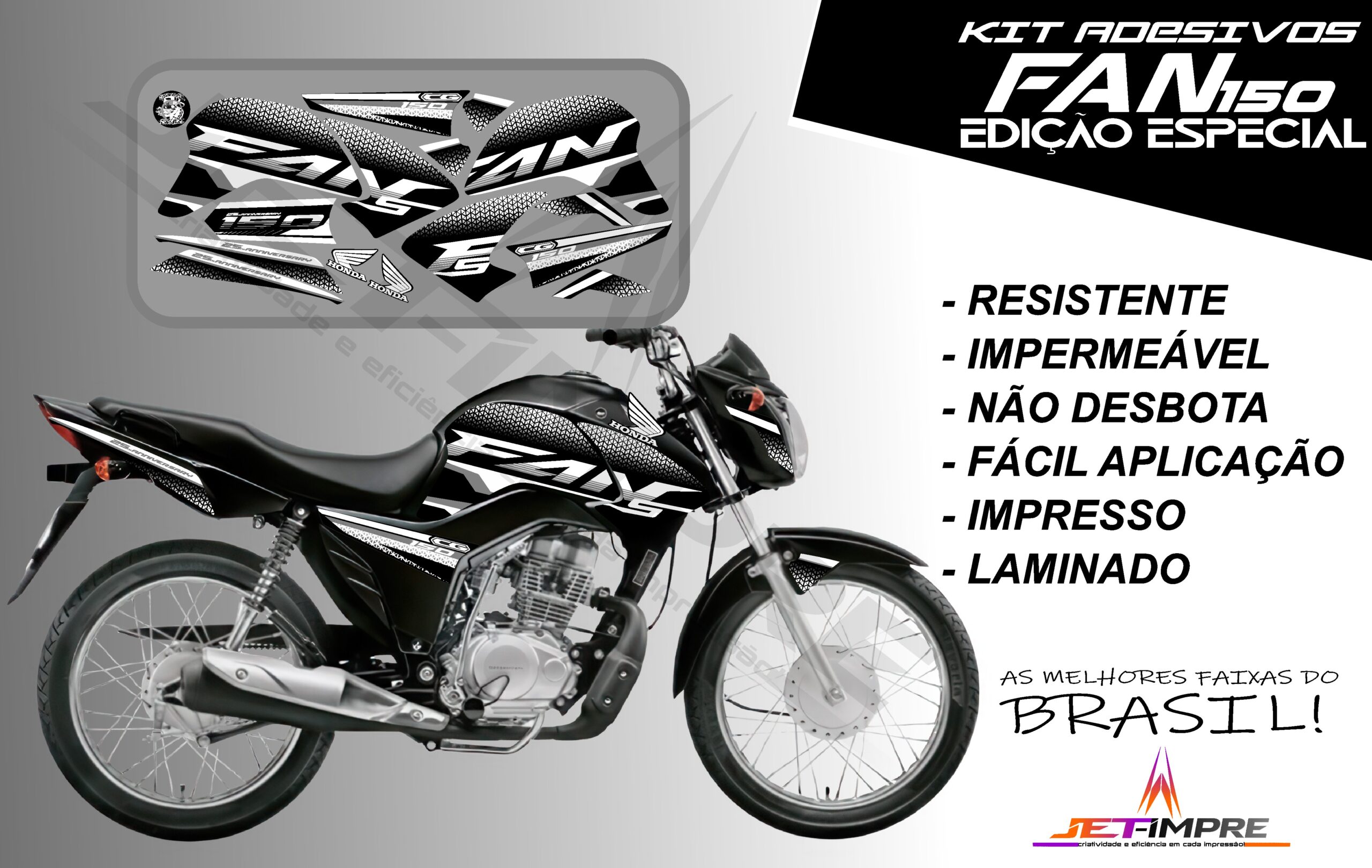 kit adesivos fan 150-edição especial (moto preta) - Imagem 4