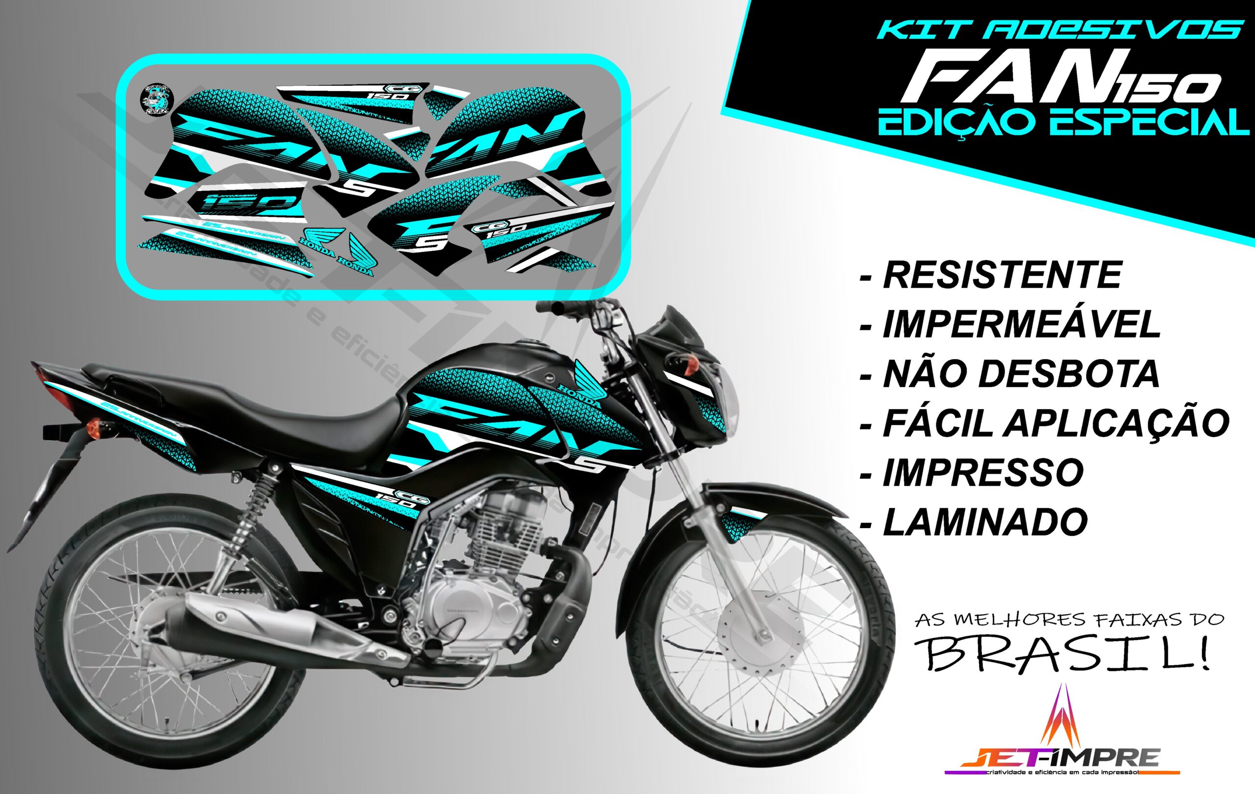 kit adesivos fan 150-edição especial (moto preta) - Imagem 5