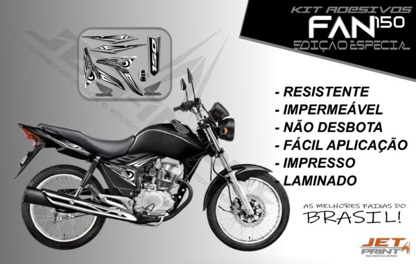 kit adesivo fan 150 2012 à 2013-modelo original(moto preta) - Imagem 7