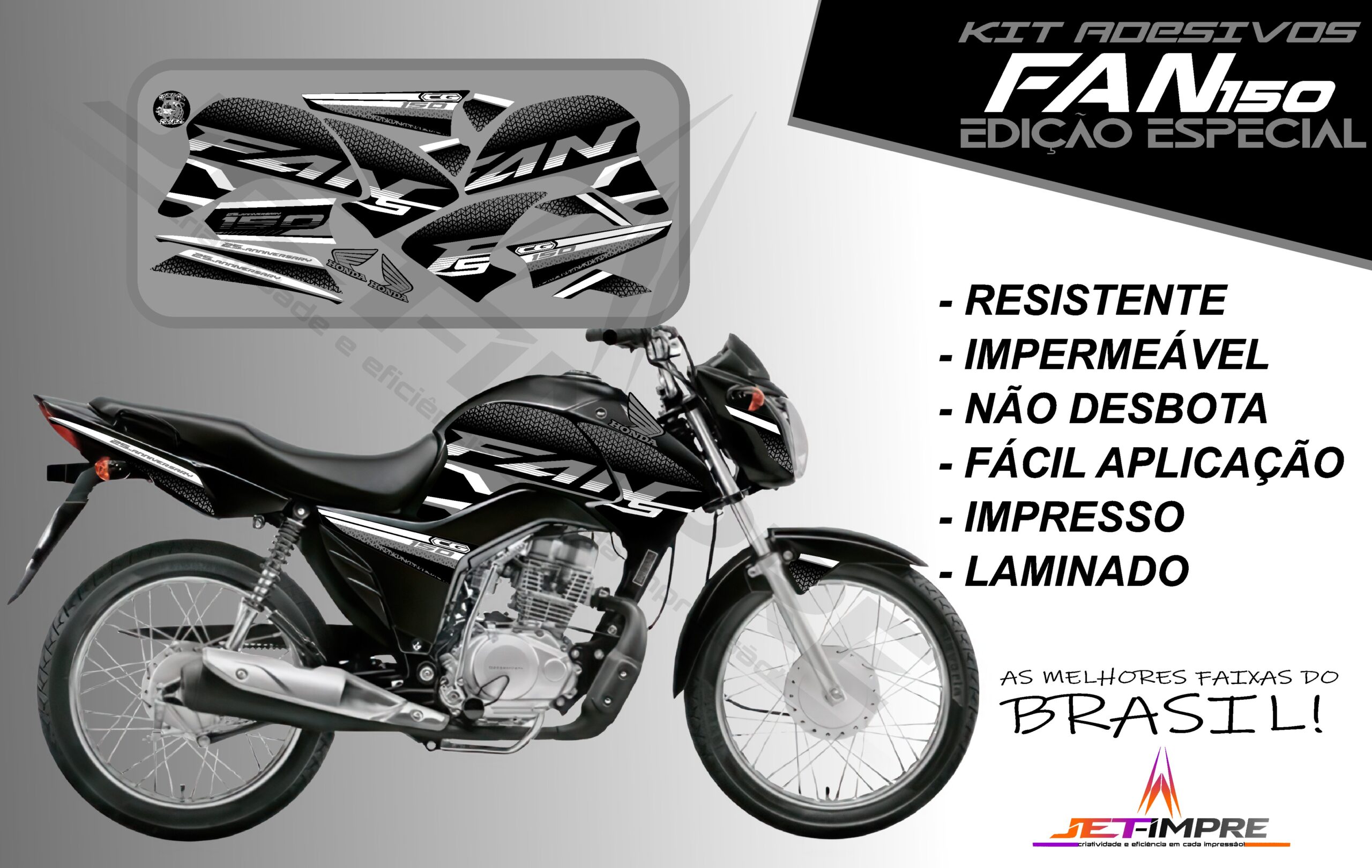 kit adesivos fan 150-edição especial (moto preta) - Imagem 7