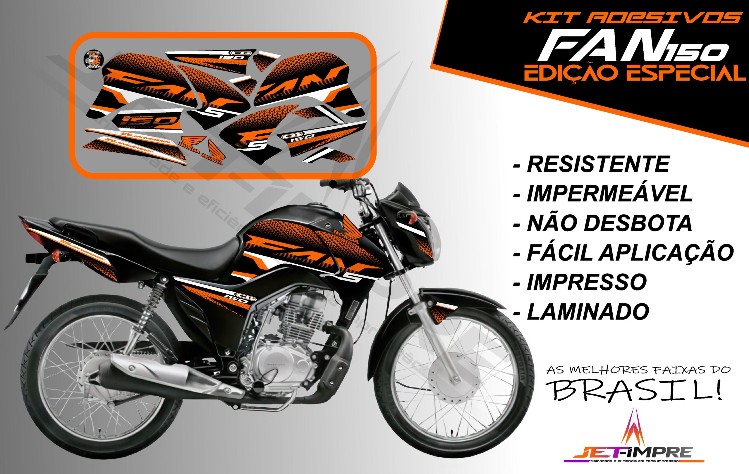 kit adesivos fan 150-edição especial (moto preta) - Imagem 10
