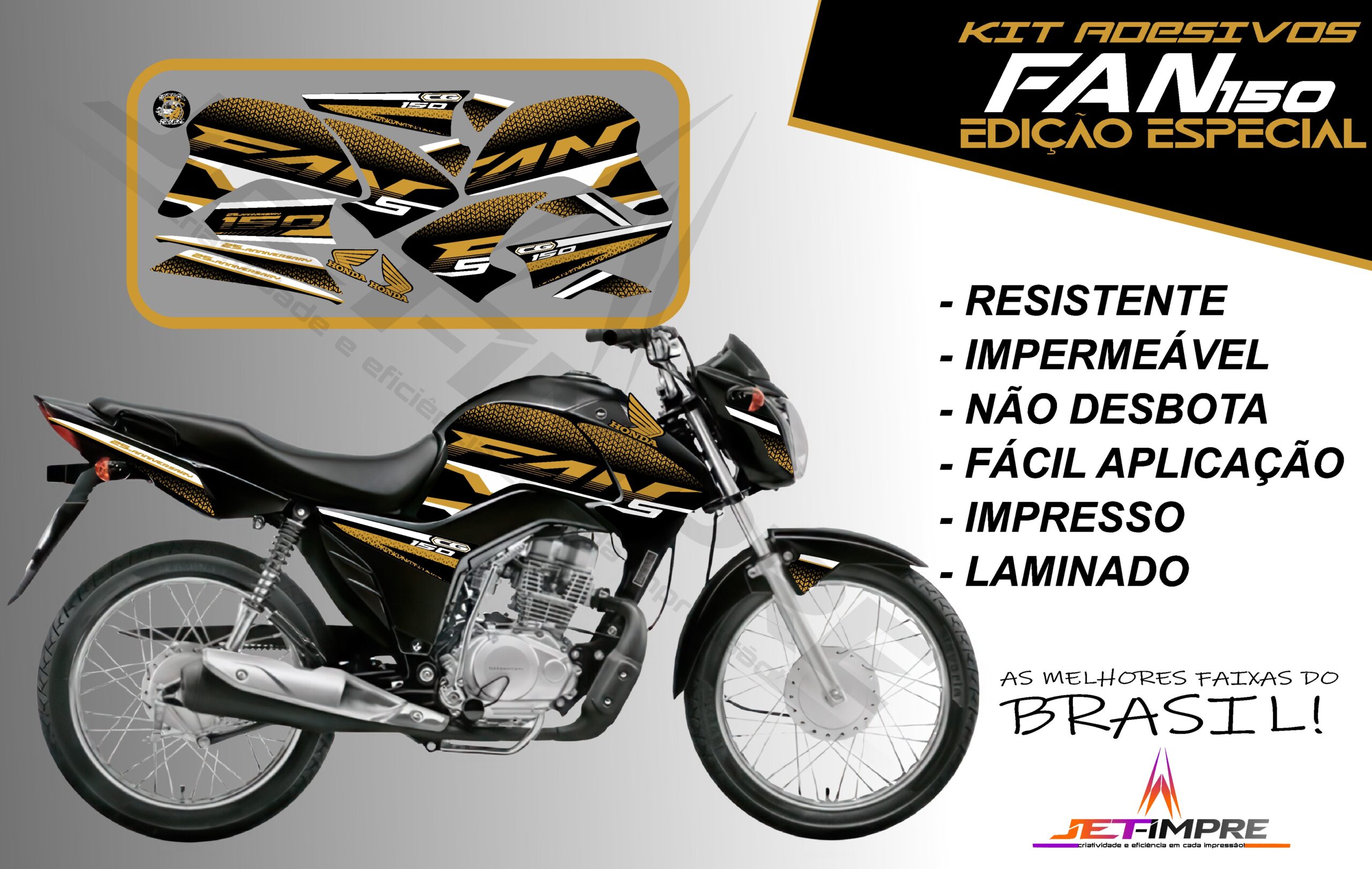 kit adesivos fan 150-edição especial (moto preta) - Imagem 12