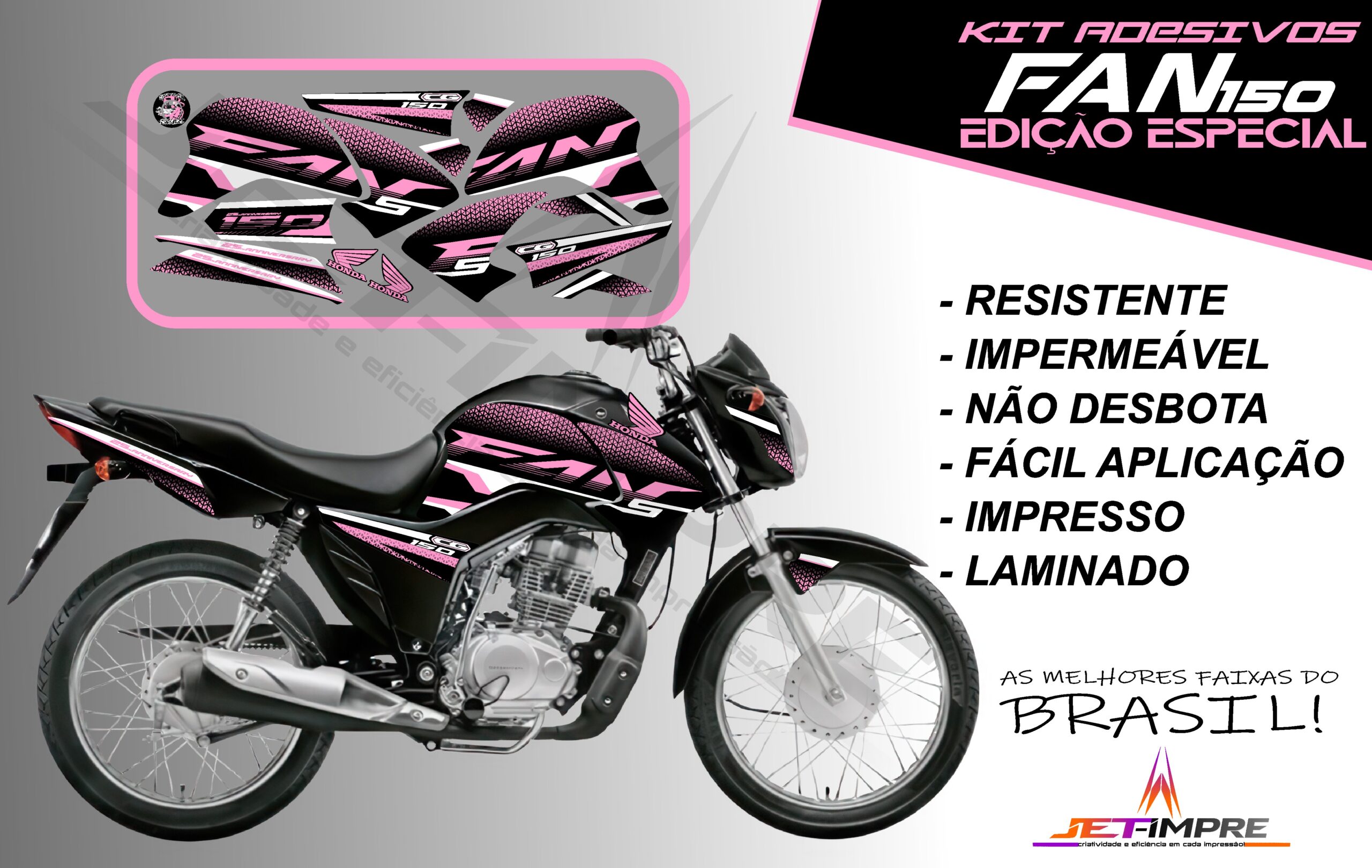 kit adesivos fan 150-edição especial (moto preta) - Imagem 13
