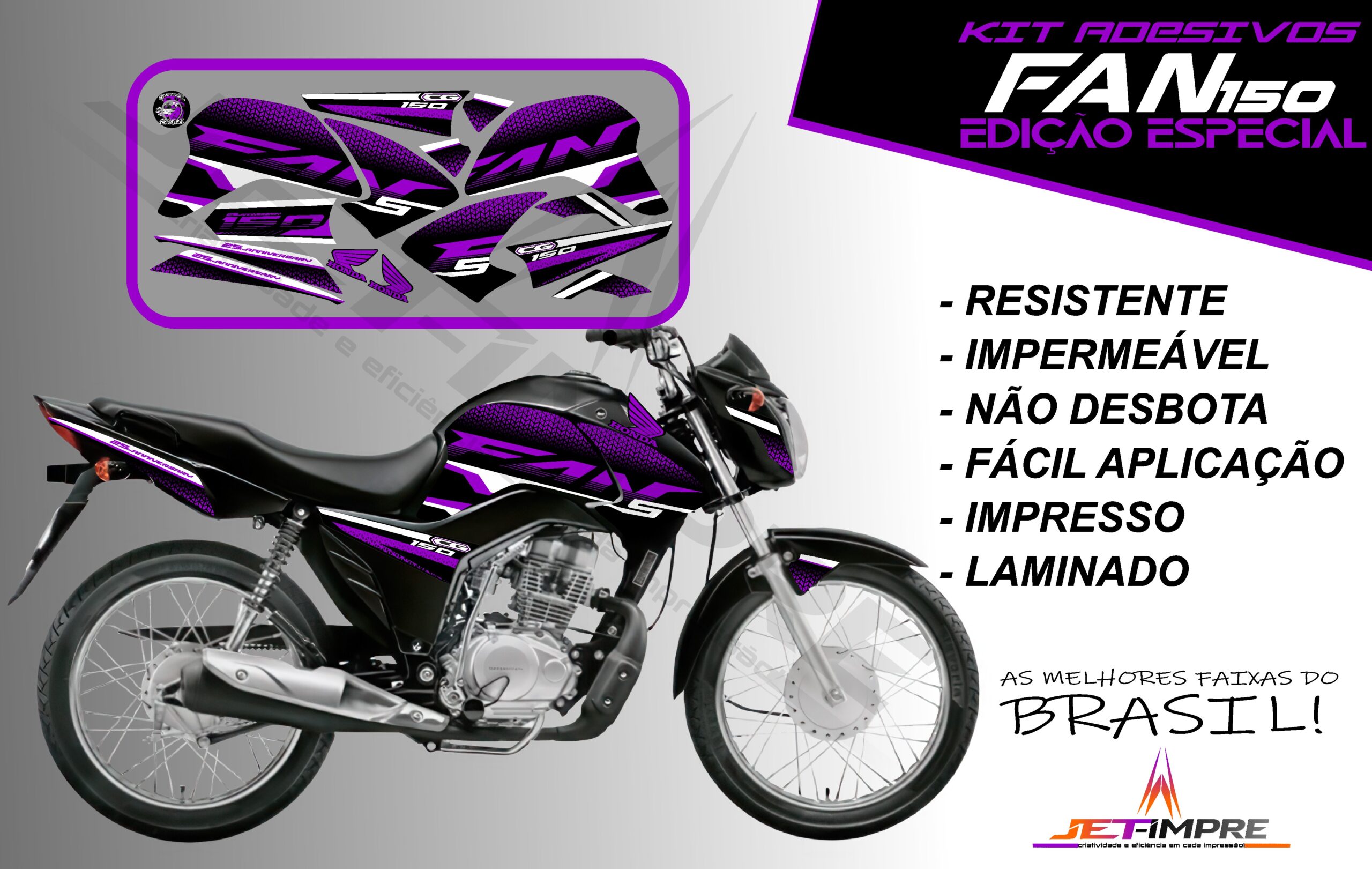 kit adesivos fan 150-edição especial (moto preta) - Imagem 14