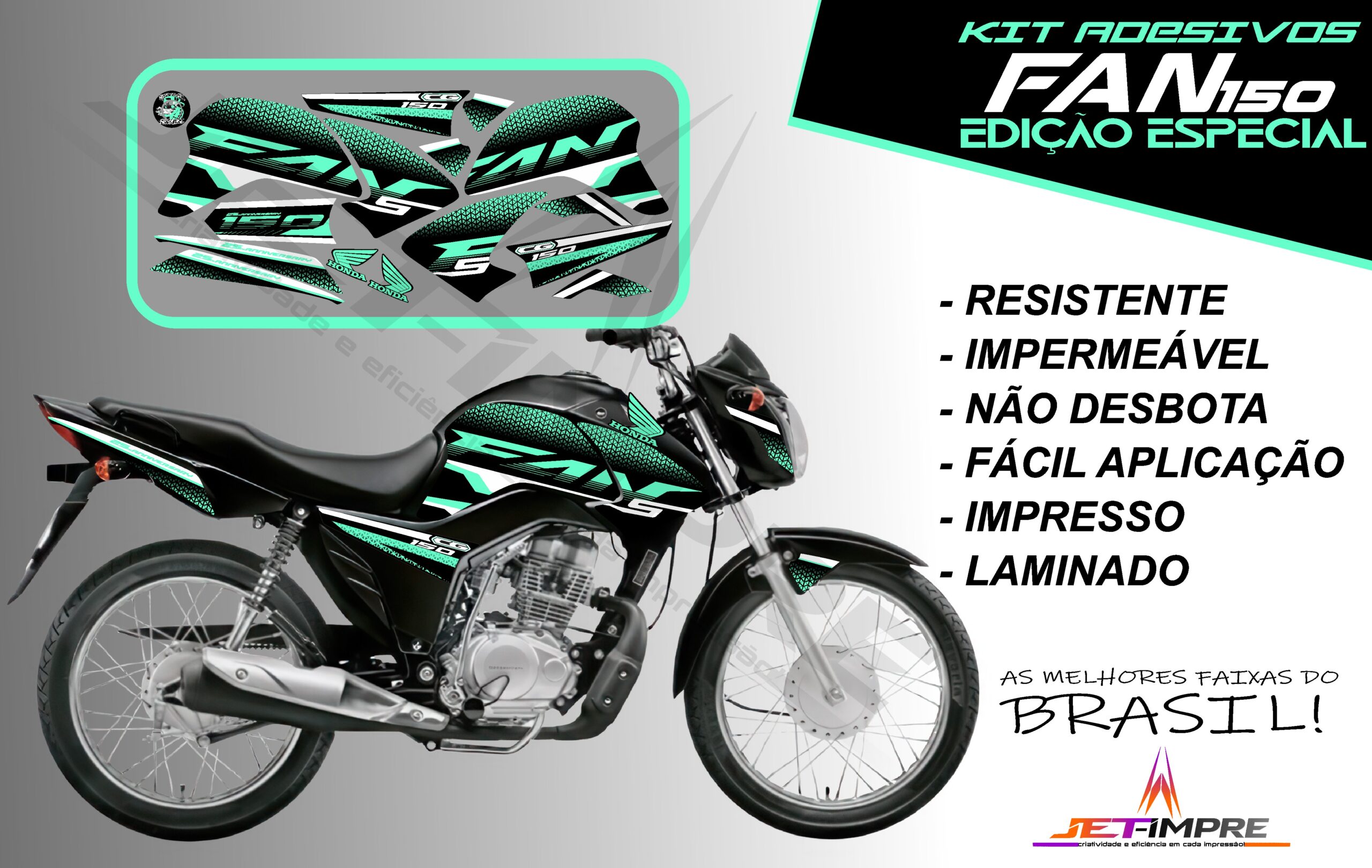 kit adesivos fan 150-edição especial (moto preta) - Imagem 15