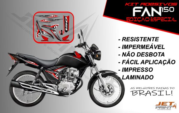 kit adesivo fan 150 2012 à 2013-modelo original(moto preta) - Imagem 18