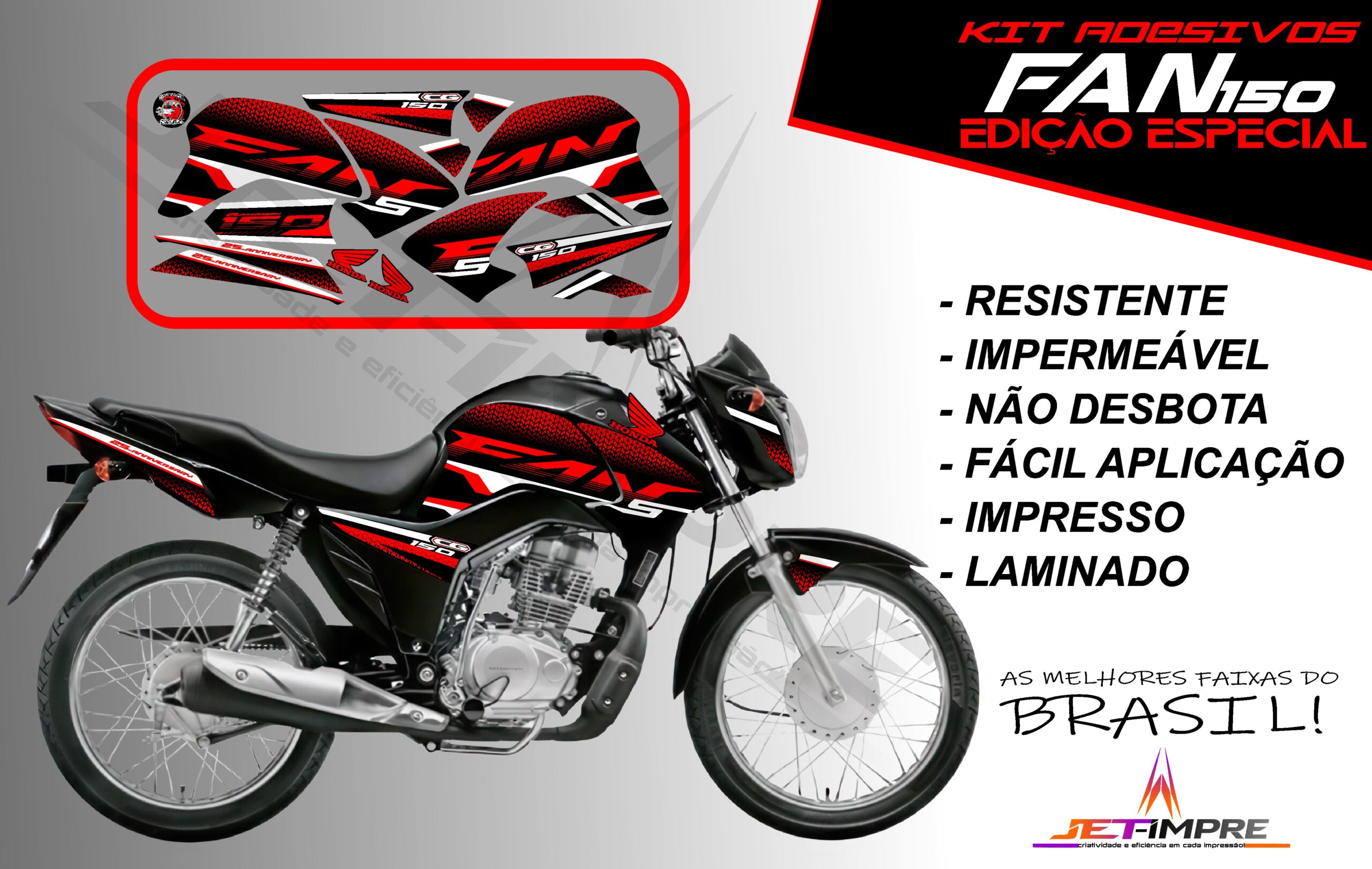 kit adesivos fan 150-edição especial (moto preta) - Imagem 18