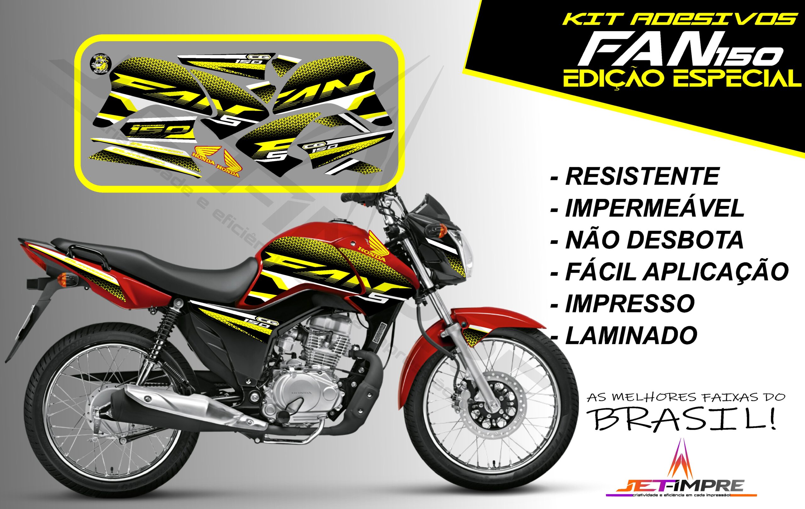 kit adesivo fan 150 2014-edição especial (moto vermelha) - Imagem 2