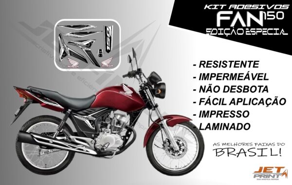kit adesivo fan 150 2012 à 2013-modelo original(moto vermelha) - Imagem 5