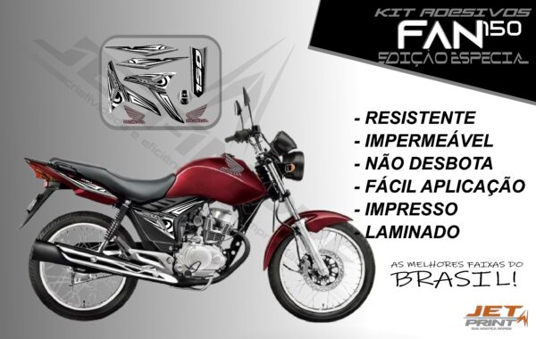 kit adesivo fan 150 2012 à 2013-modelo original(moto vermelha) - Imagem 8
