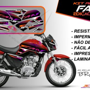 kit adesivo fan 150 2014-edição especial (moto vermelha)
