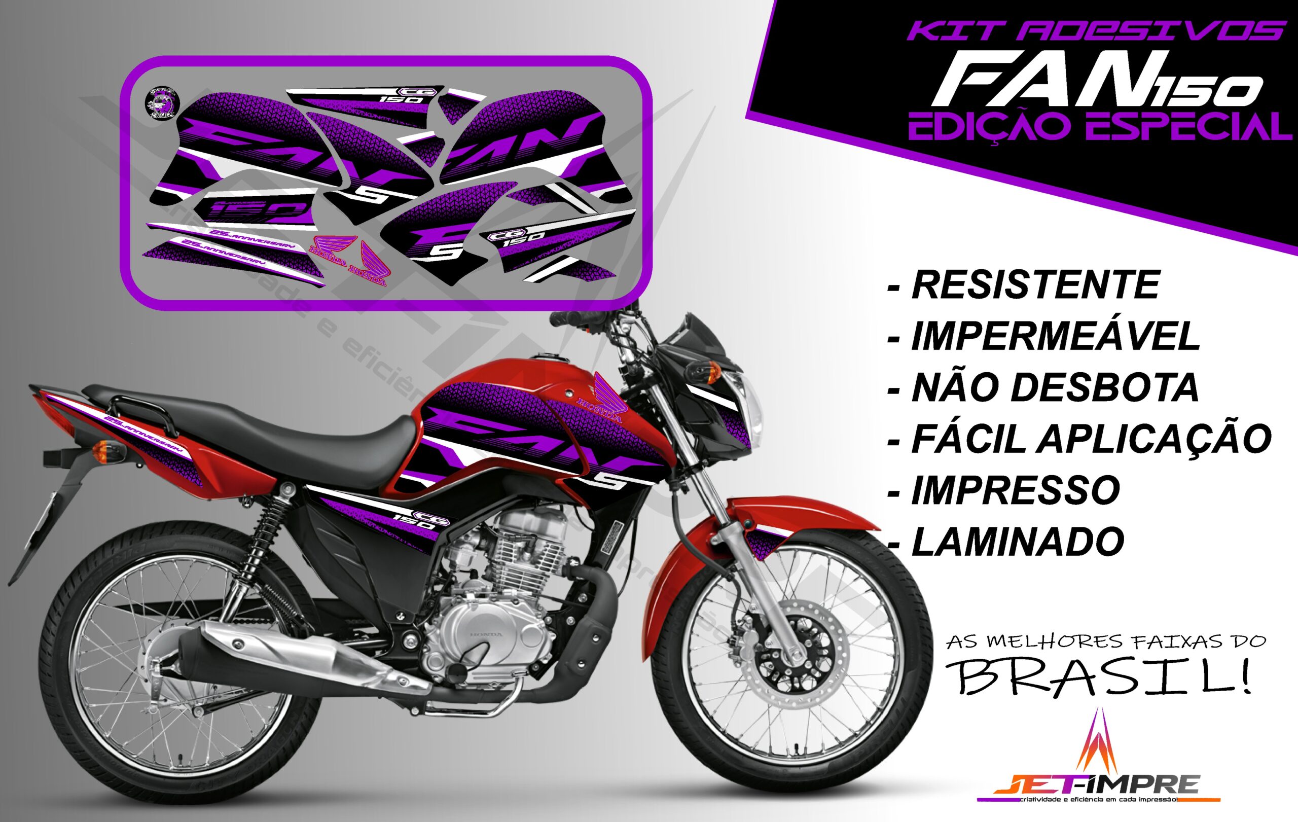 kit adesivo fan 150 2014-edição especial (moto vermelha) - Imagem 14